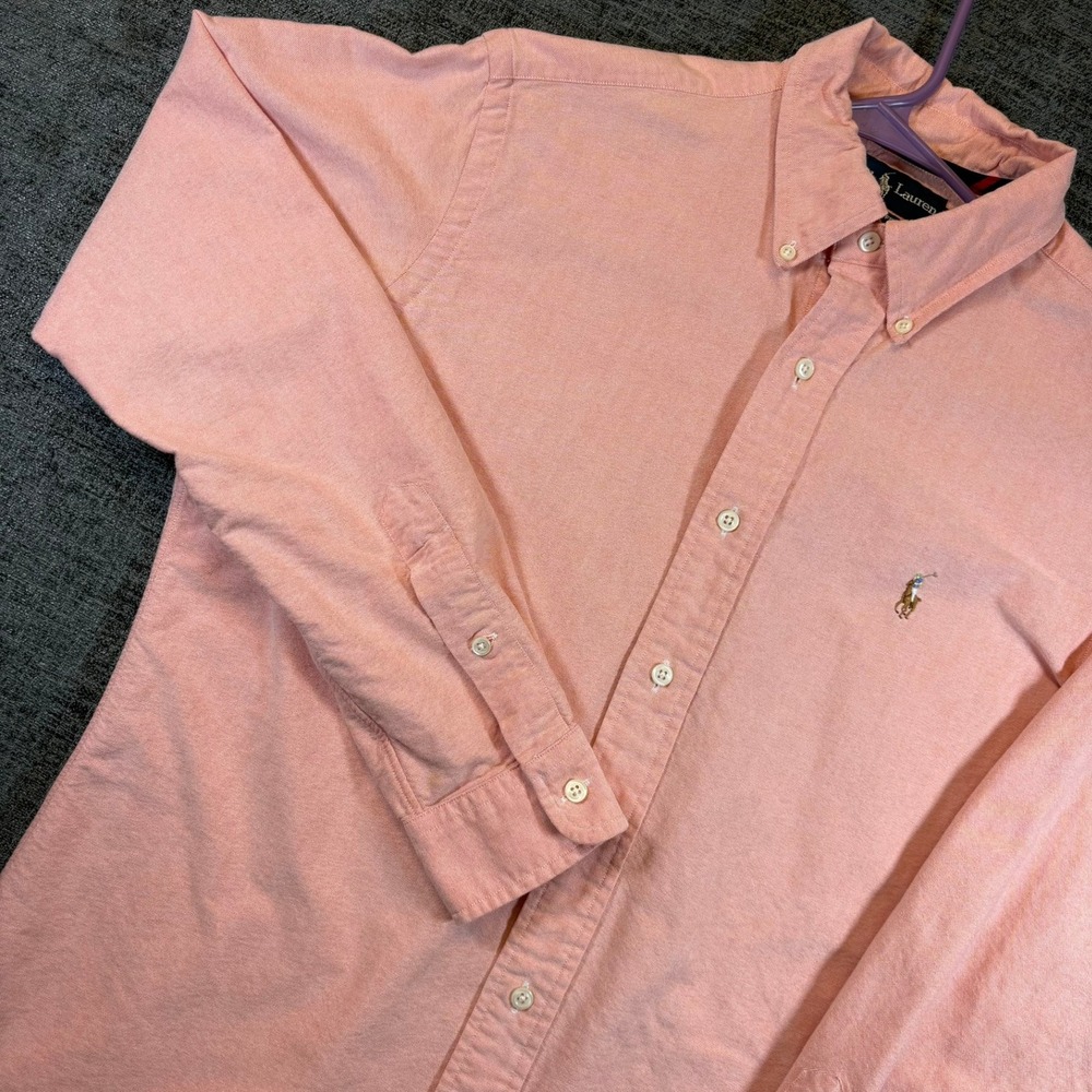 Ralph Lauren Button Down Shirt Mens M Salmon Pink Classic Fit Cotton Oxford 1473